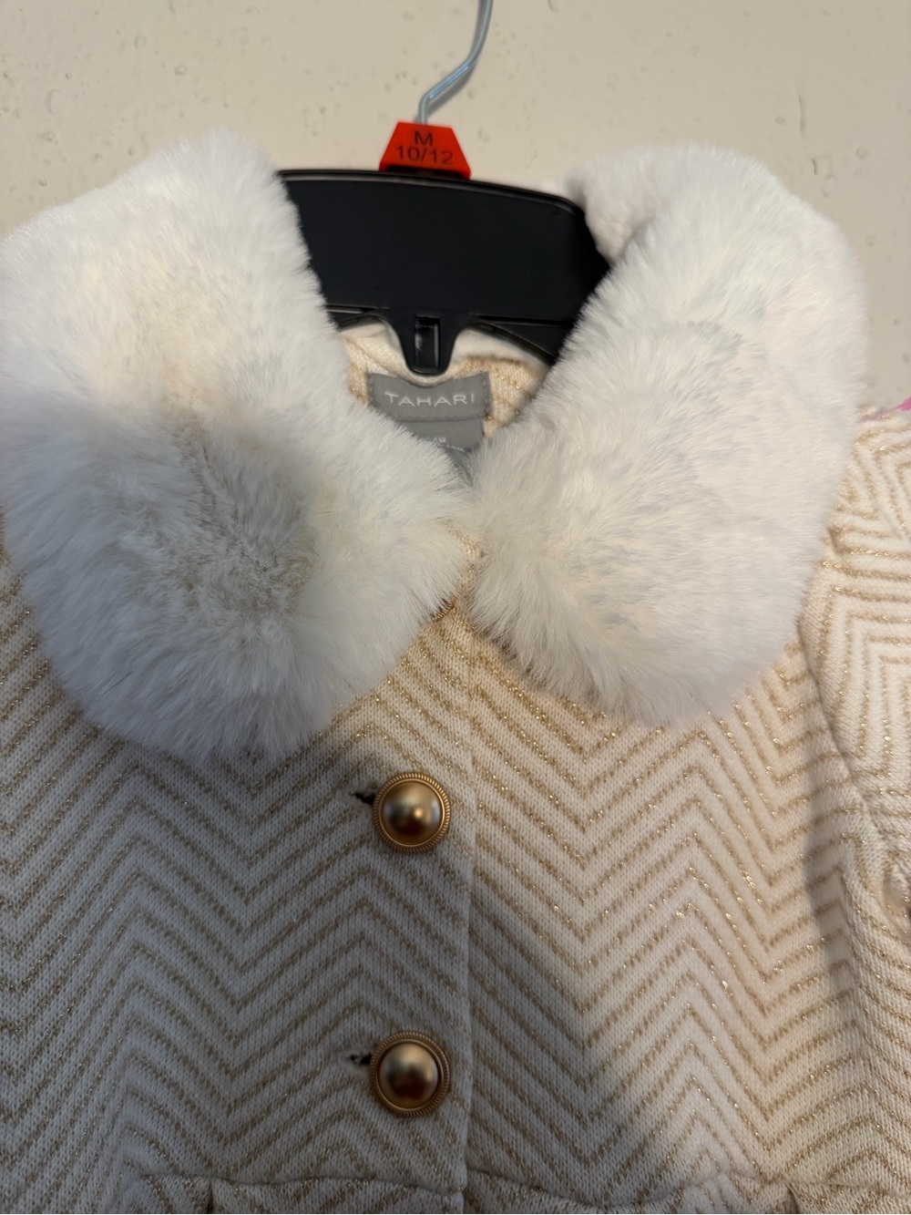 Tahari Cream Faux-Fur Collar Peacoat for Girls - Picture 3 of 7
